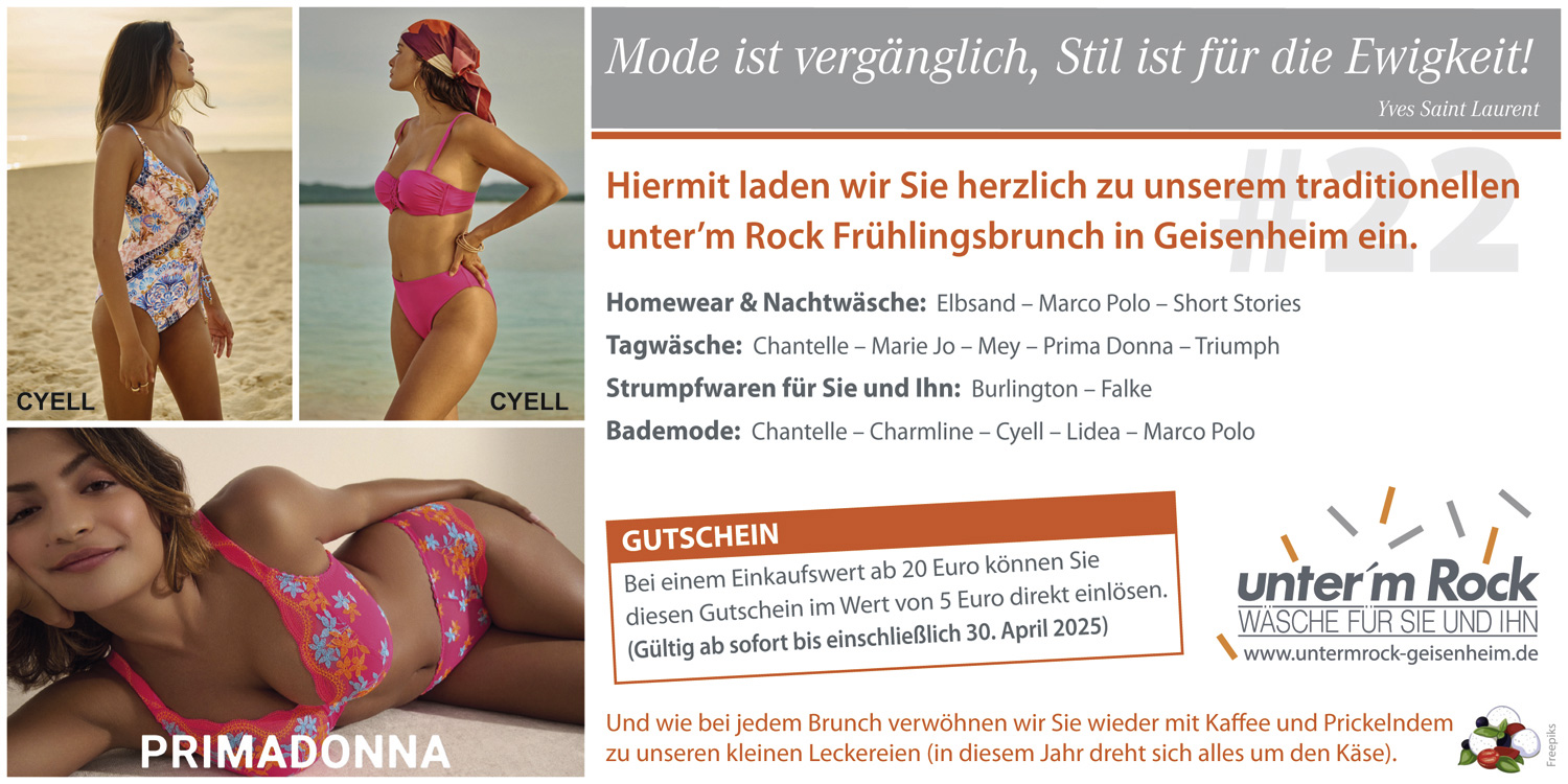 unter'm Rock - Einladung zum Frühjahrsbrunch am 12. April 2025 von 10:00 bis 18:00 Uhr