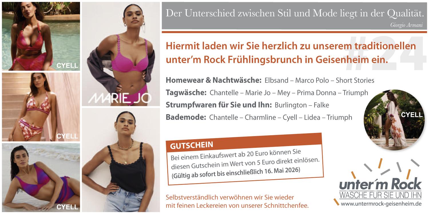 unter'm Rock - Einladung zum Frühjahrsbrunch am 11. April 2026 von 10:00 bis 18:00 Uhr